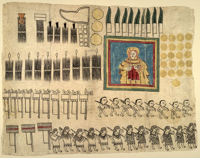 Fragment du codex Huexotzinco, en Amate (ou amatl)
