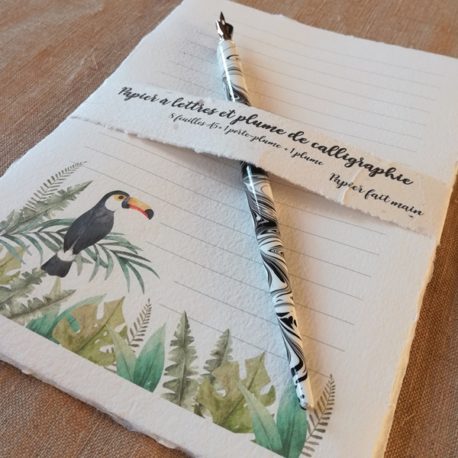 Papier à lettre tropical avec un toucan sur papier fait main