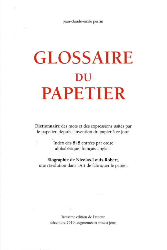 Livre sur le papier : Glossaire du papetier